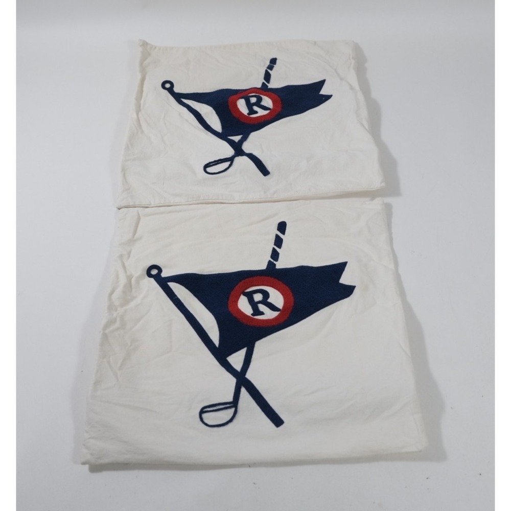Ocean Reef Club Pillowcases White Burgee Flag Golf Embroidery Set Of 2